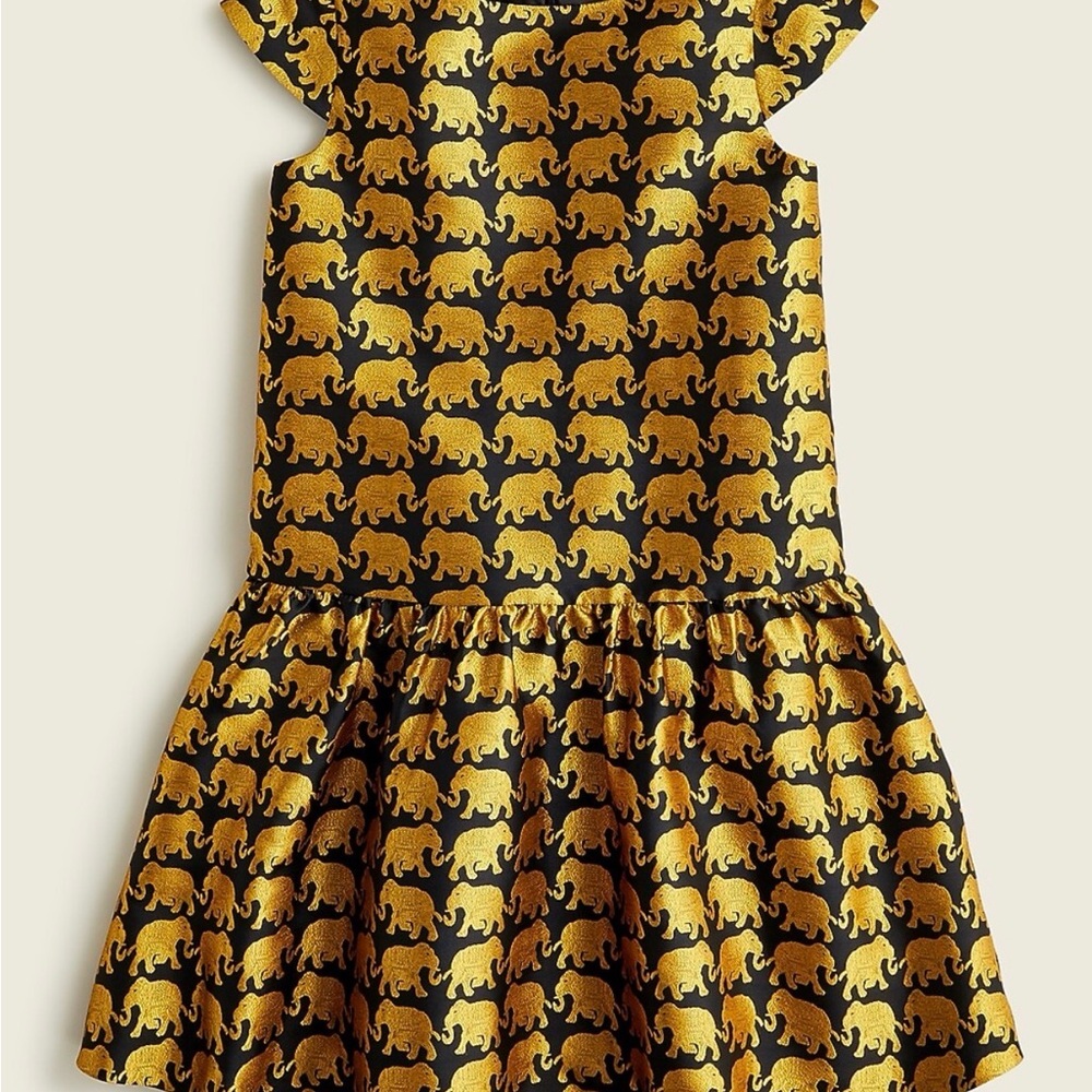 J Crew Girls' cap-sleeve dress in jacquard elephants